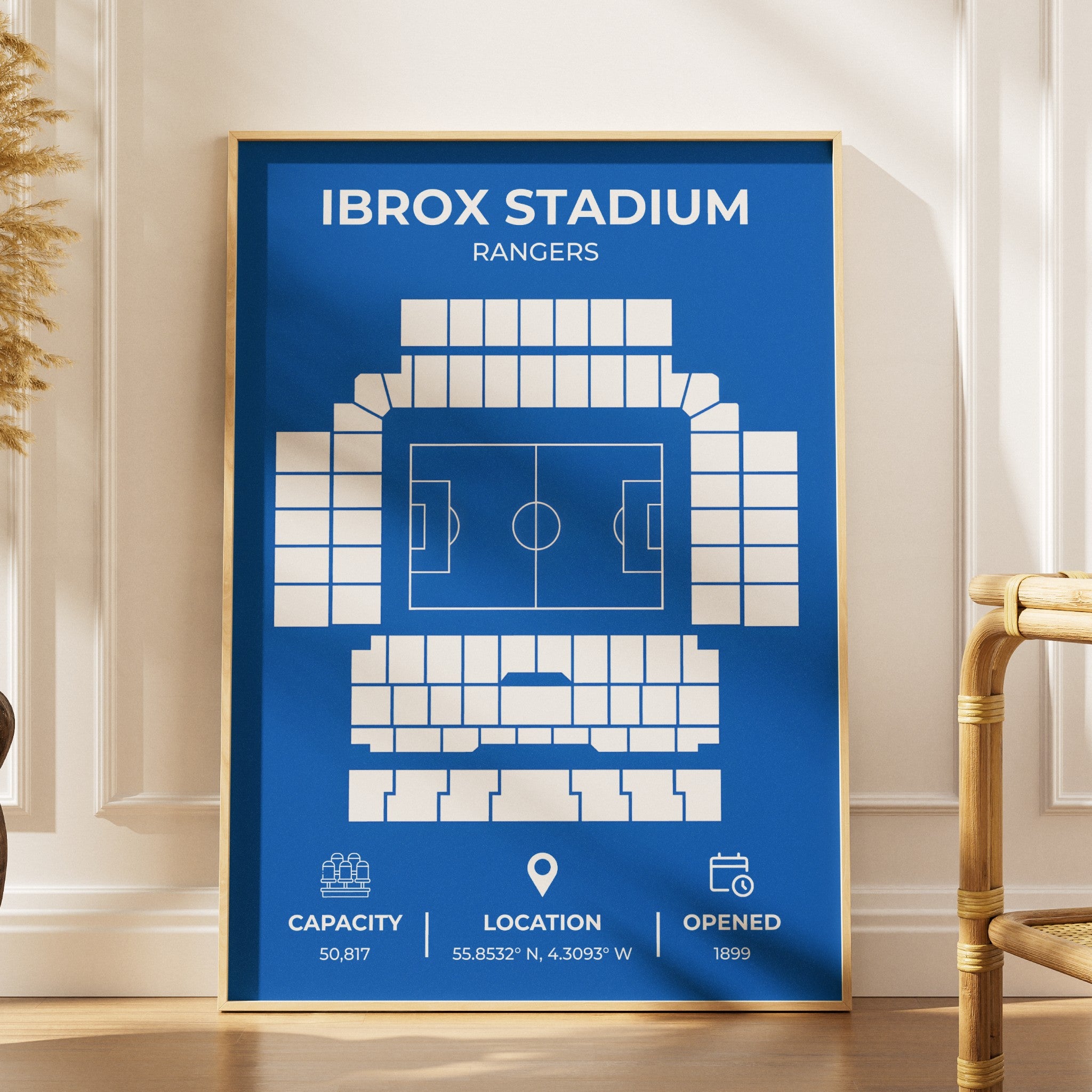 Ibrox Stadium Layout - Rangers Football Print